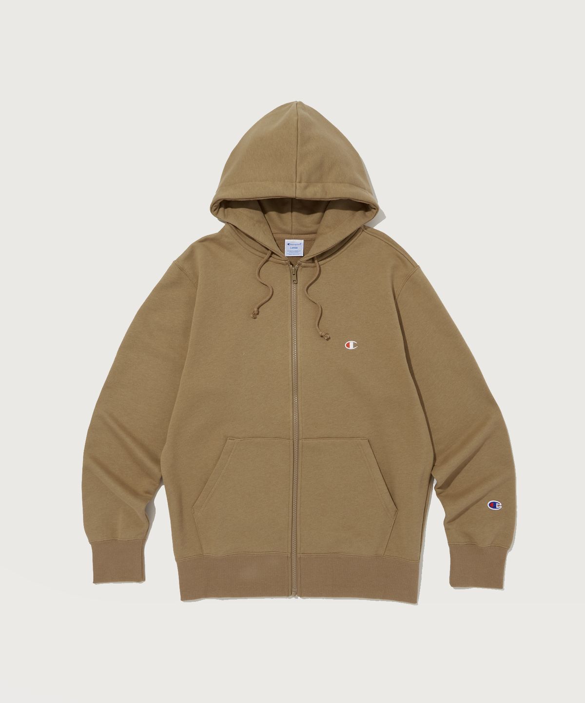 챔피온(CHAMPION) 베이직 C로고 후드 집업 Camel