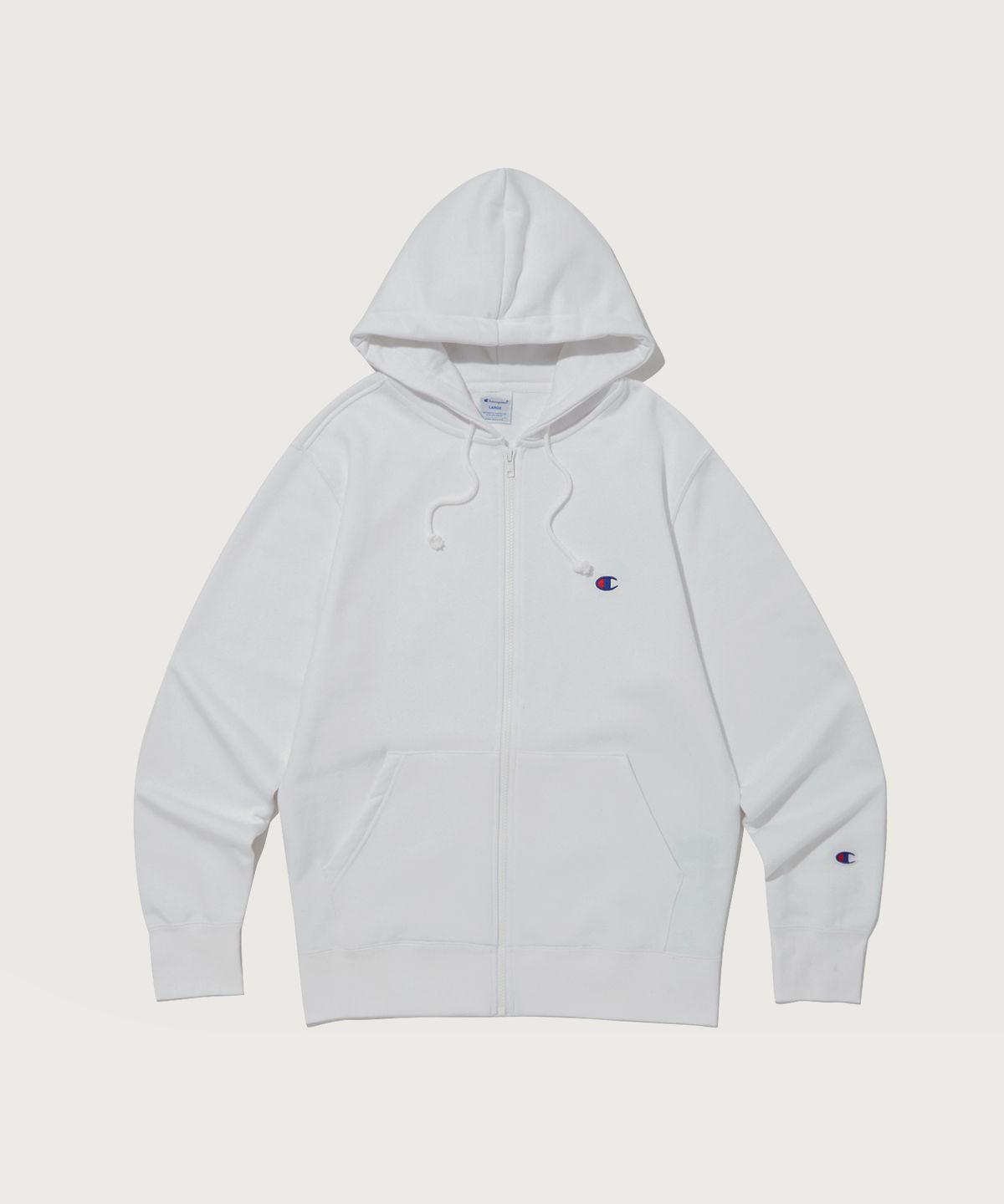 챔피온(CHAMPION) 베이직 C로고 후드 집업 White