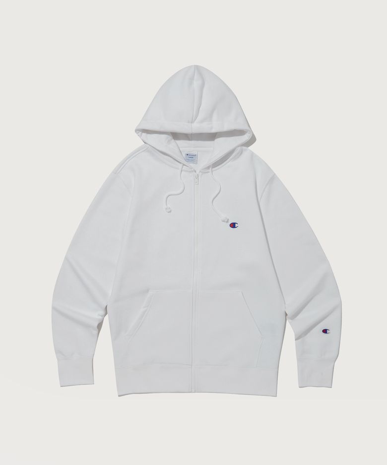 베이직 C로고 후드 집업 White