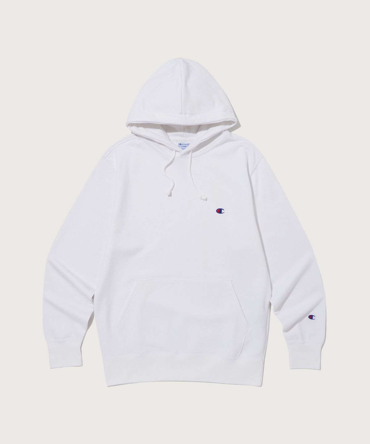 챔피온(CHAMPION) 베이직 C로고 후드 티셔츠 White