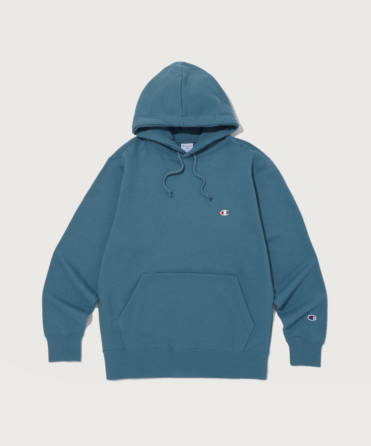 챔피온(CHAMPION) 베이직 C로고 후드 티셔츠 Turquoise Blue