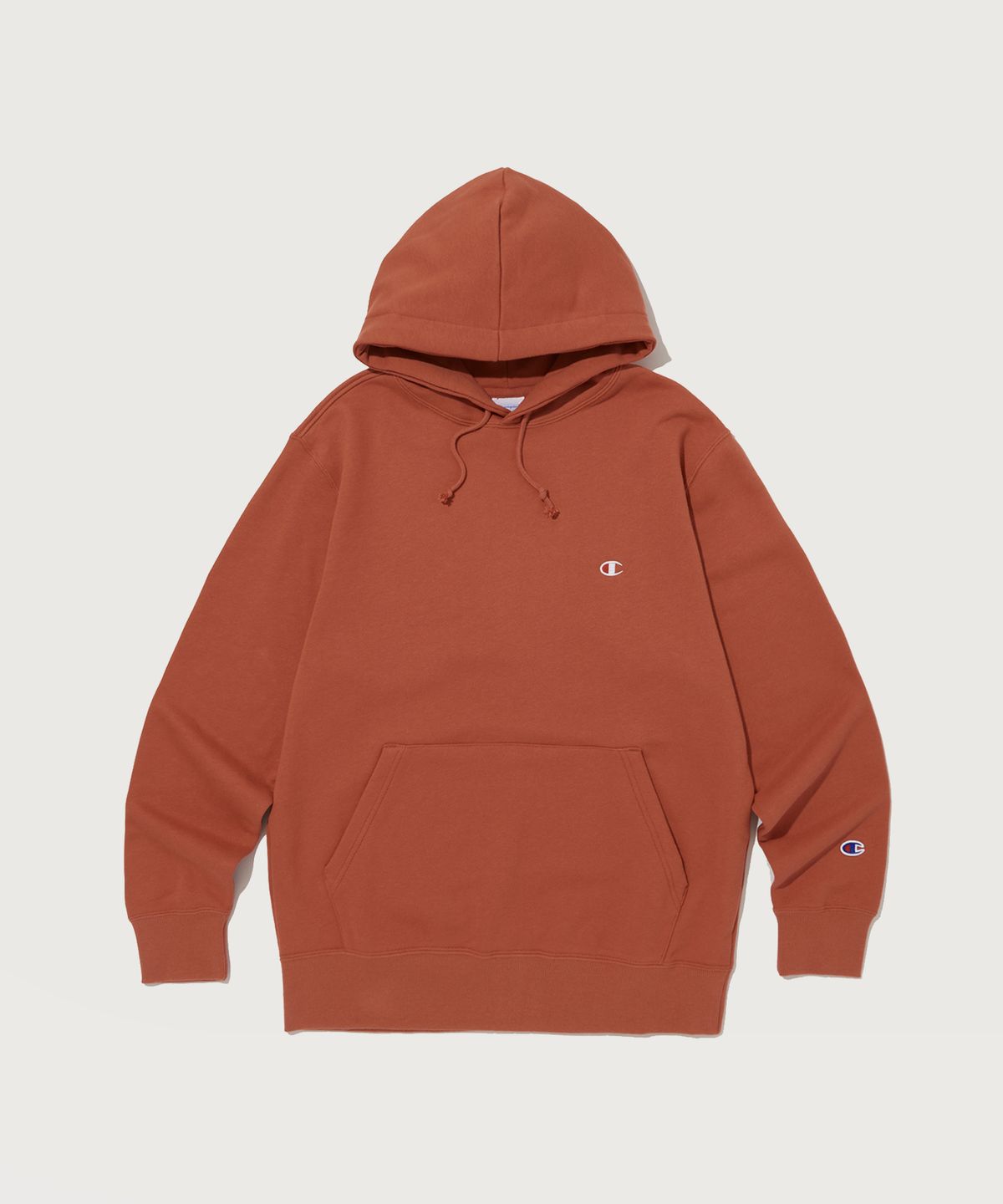 챔피온(CHAMPION) 베이직 C로고 후드 티셔츠 Normal Coral