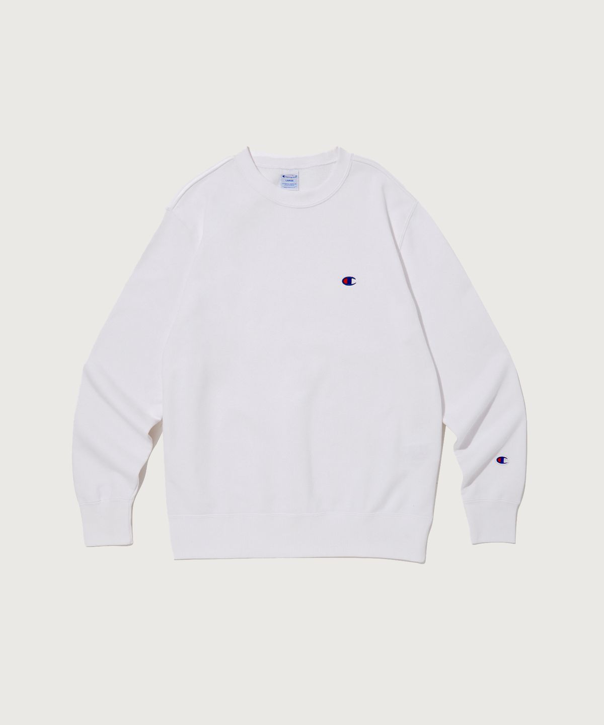 챔피온(CHAMPION) 베이직 C로고 크루넥 스웨트셔츠 White