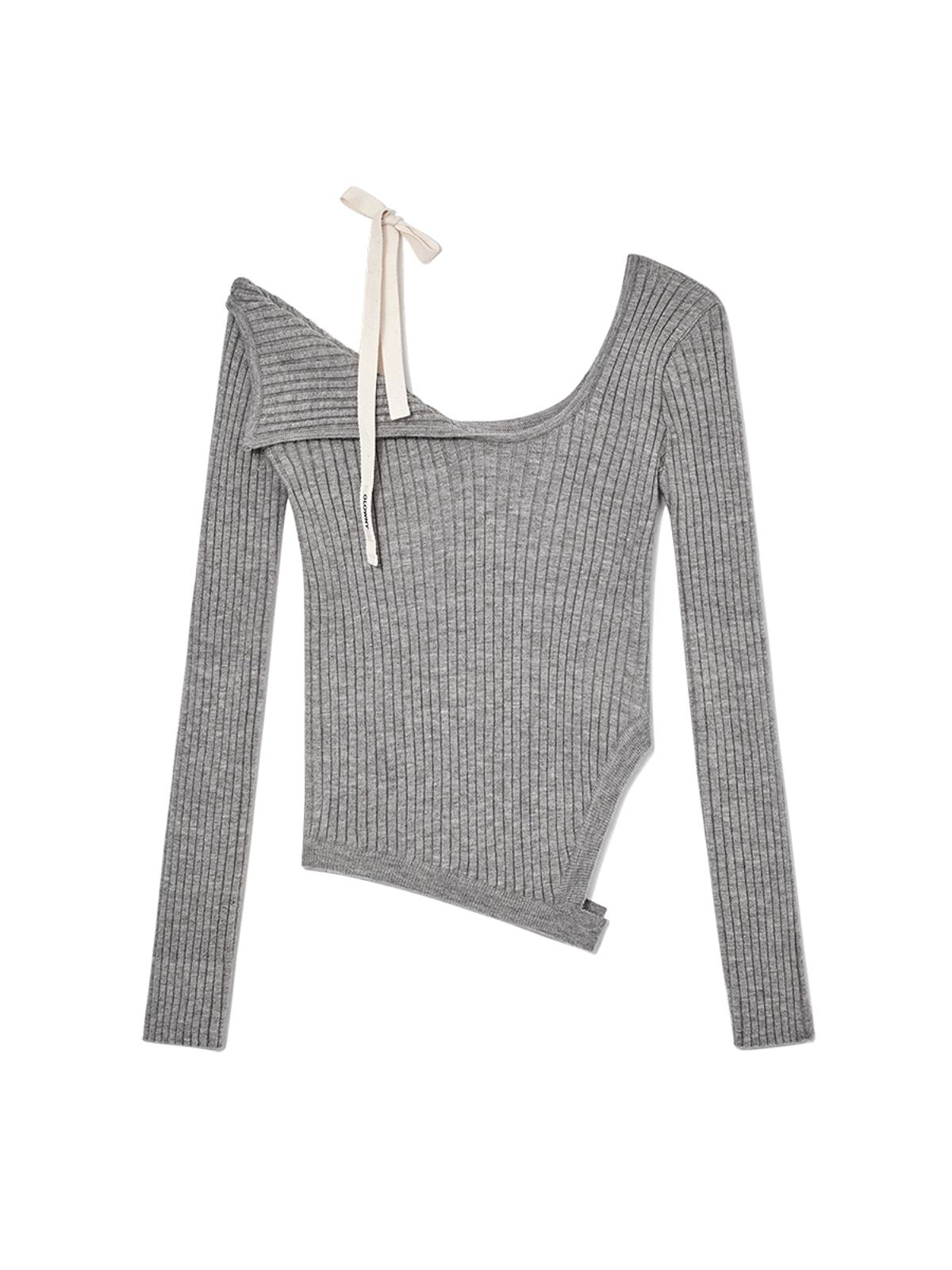 글로니(GLOWNY) ISA ASYMMETRICAL KNIT TOP (GRAY)