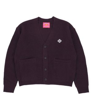 LOGO BASIC CARDIGAN [BURGUNDY]