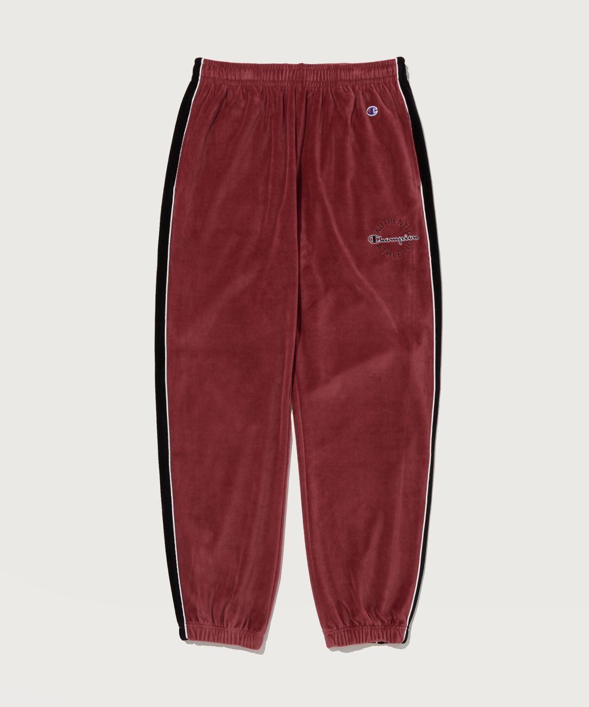 챔피온(CHAMPION) 스크립트 로고 벨루어 조거 팬츠 Dark Wine