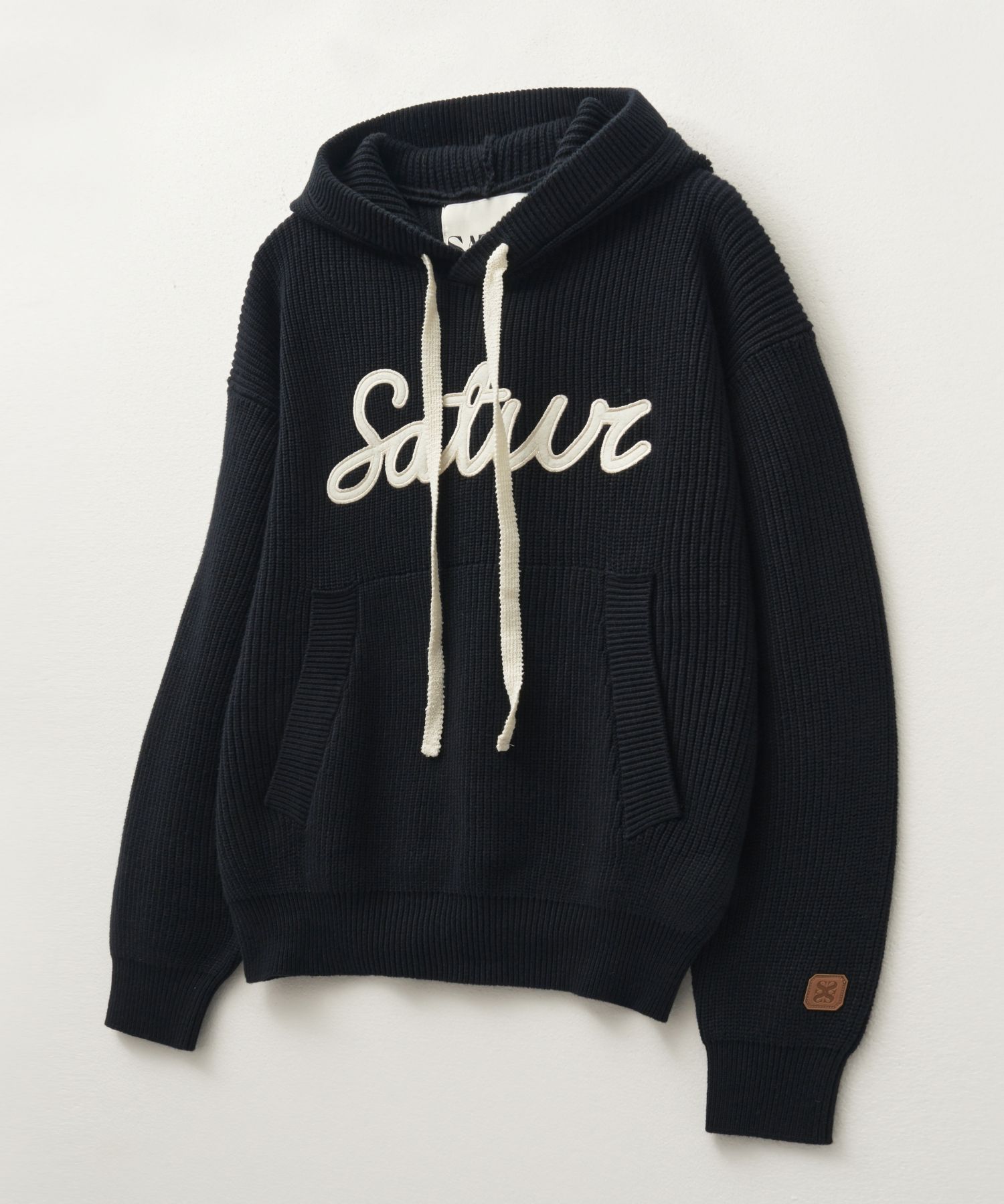 ★SATUR★Applique Logo Cashmere Blend Hood Knit★関税込★ MUSINSA | SATUR Applique Logo Cashmere Blend Hooded Knit
