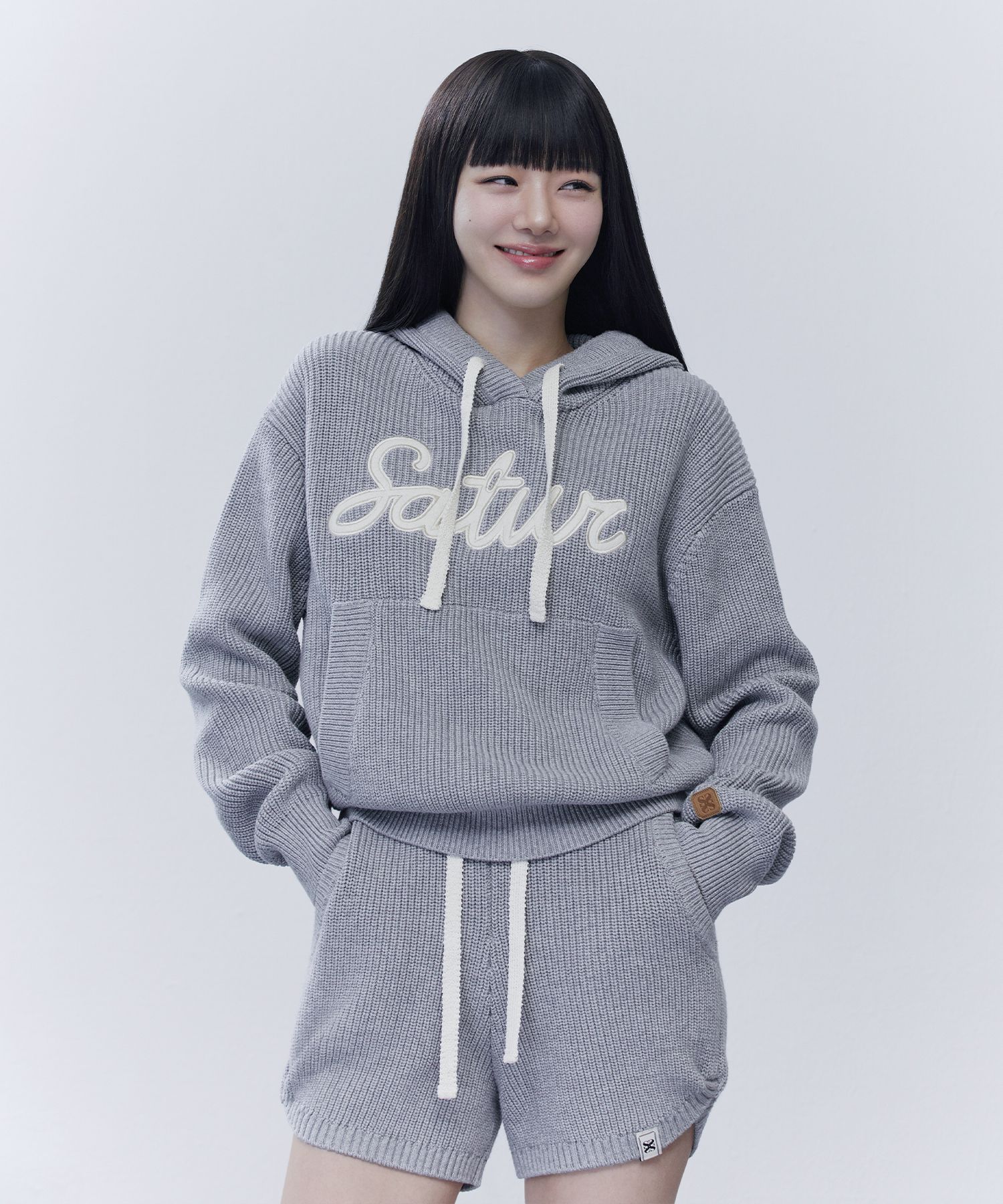 MUSINSA | SATUR Applique Logo Cashmere Blend Hooded Knit
