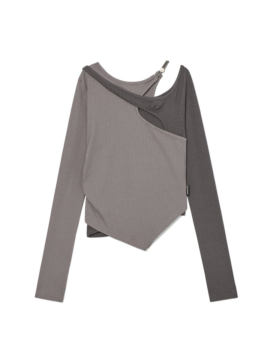 MUSINSA | GLOWNY MILLER CUT OUT LONG SLEEVE (GRAY)