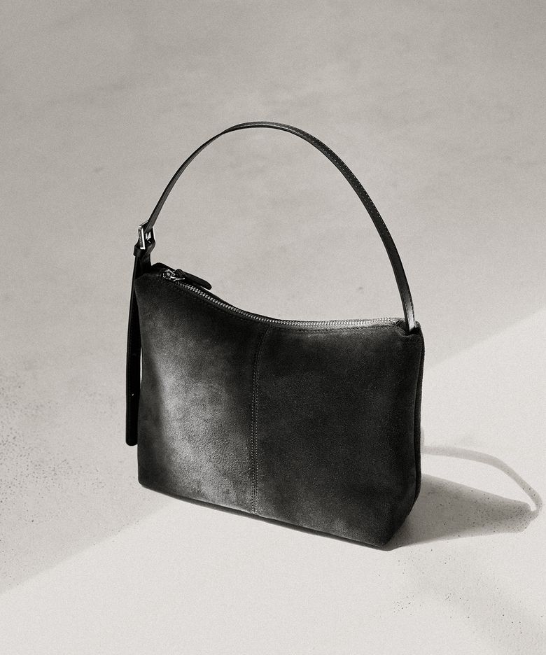 Suede shoulder bag (black)