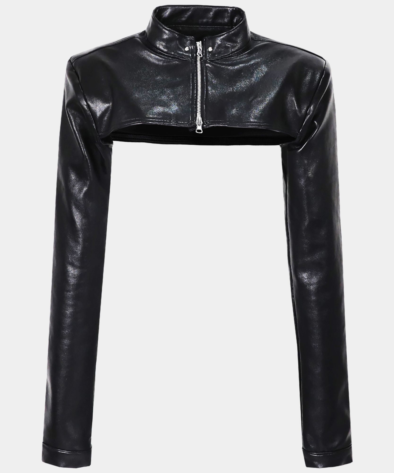 MUSINSA | BADBLOOD Zip Up Leather Bolero - Black