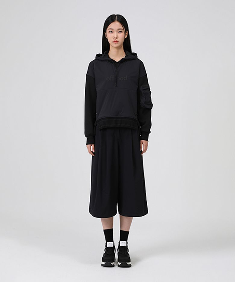 여성 우븐배색 후드티_5J65305