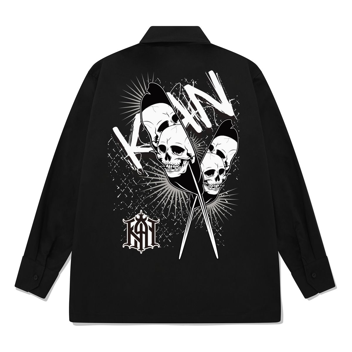 칸6312(KAN6312) KYLB0091 윙스컬 긴팔셔츠 블랙
