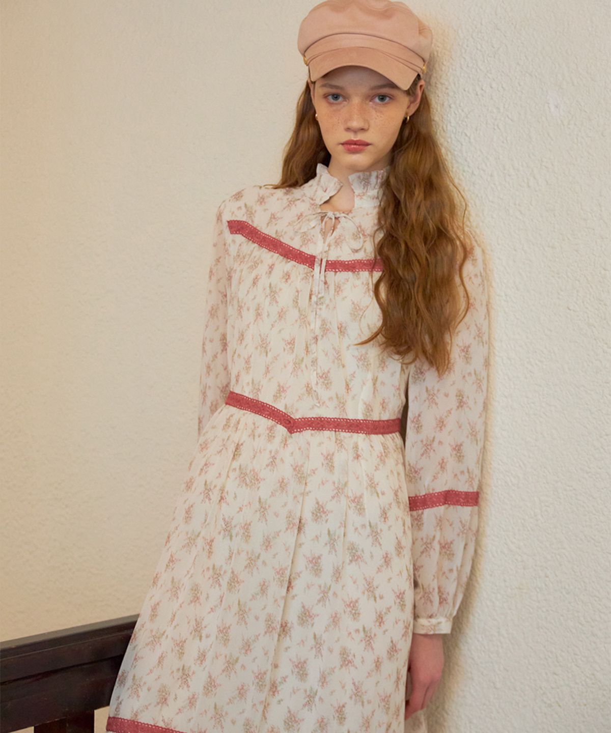 살롱 드 욘(SALON DE YOHN) Chiffon Lace Long Dress_ Ivory