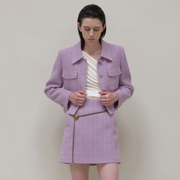Terry Tweed Setup Crop Jacket (JK-2824)