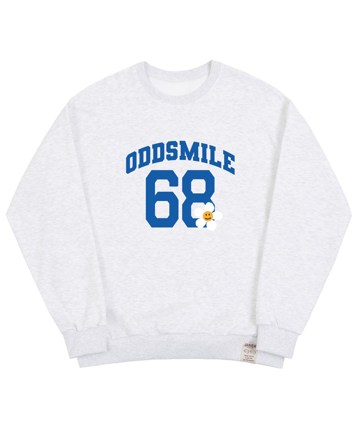 그레이버(GRAVER) [UNISEX]ODDSMILE 68 플라워스마일 맨투맨_멜란지화이트
