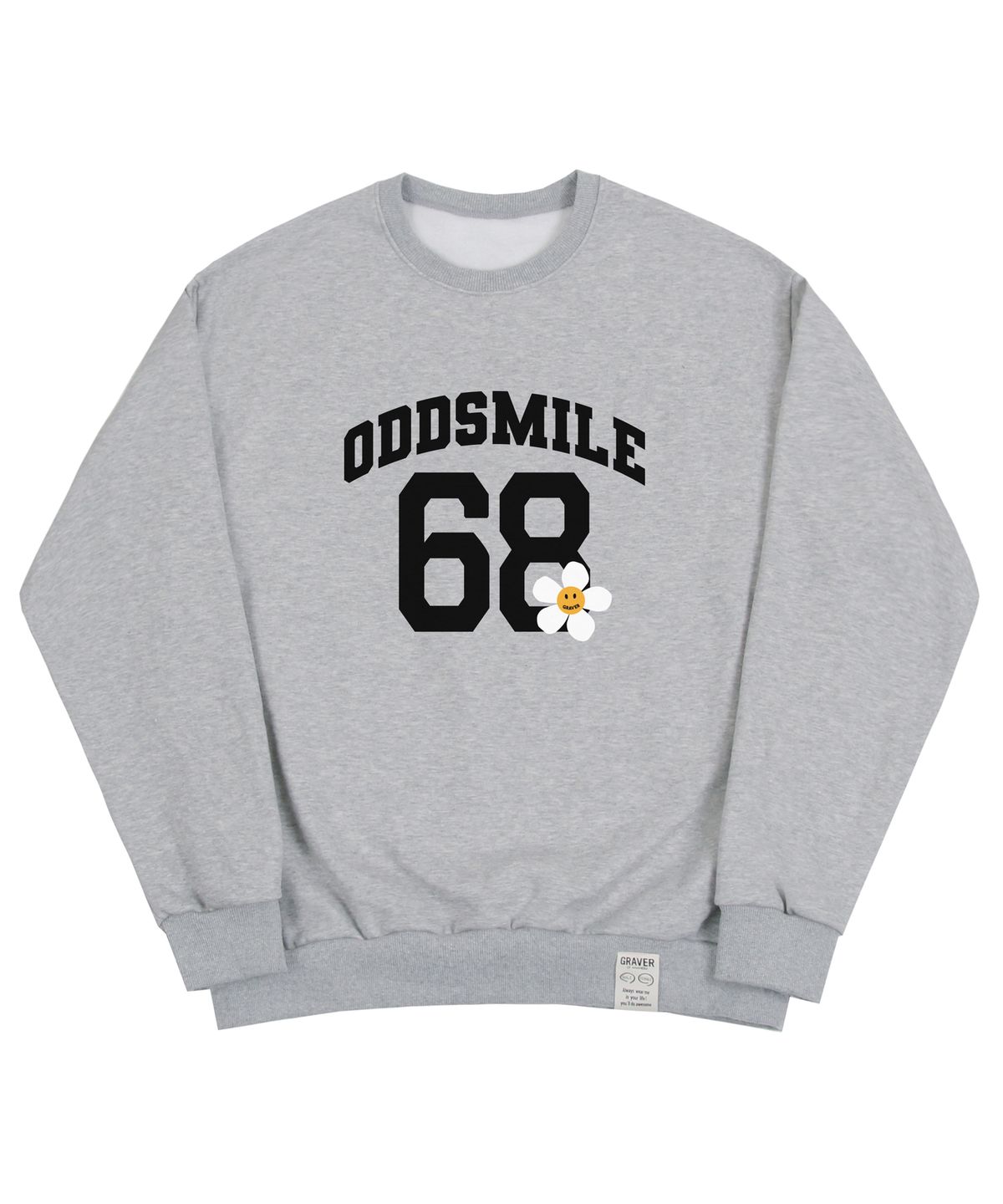 그레이버(GRAVER) [UNISEX]ODDSMILE 68 플라워스마일 맨투맨_그레이