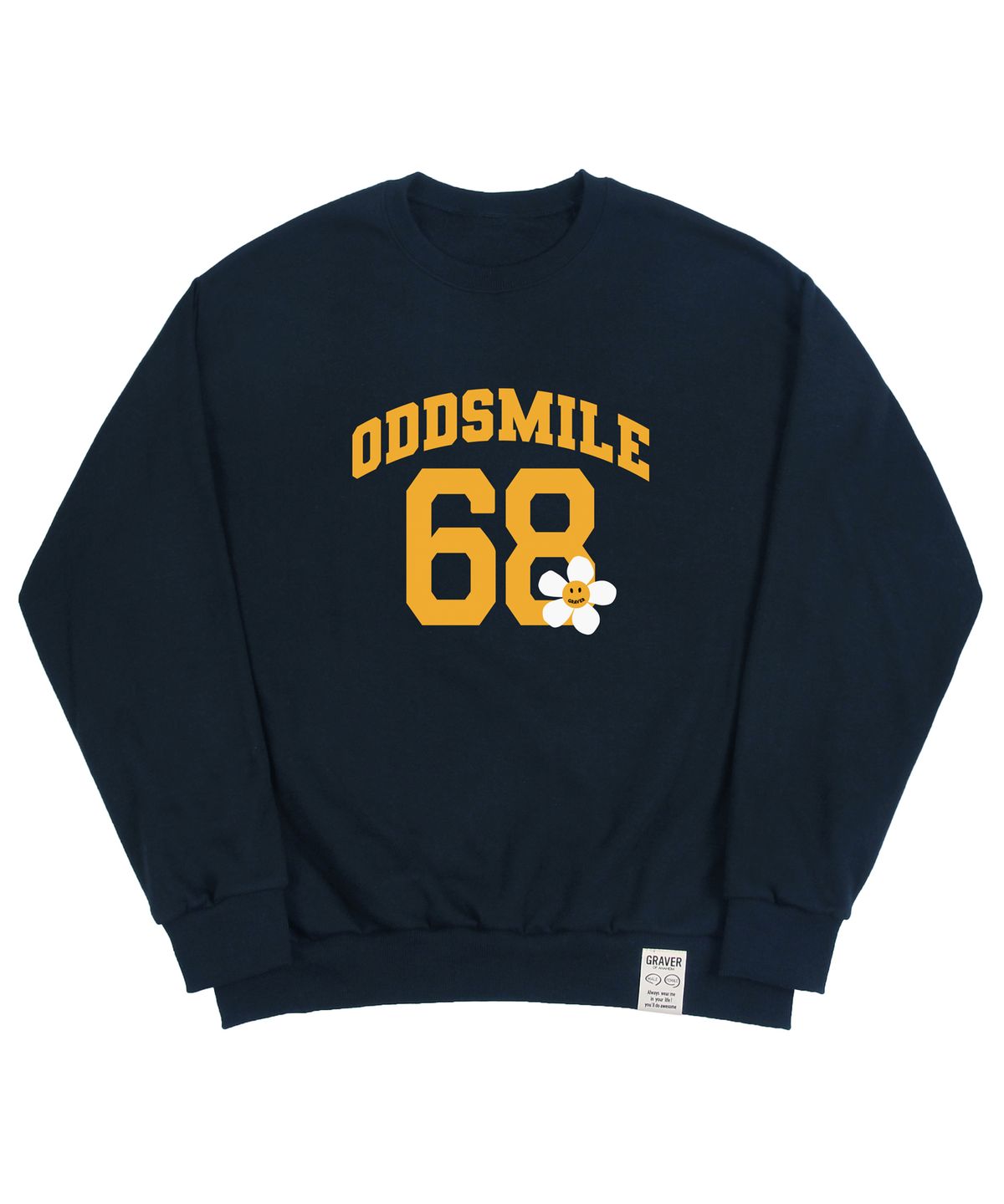 그레이버(GRAVER) [UNISEX]ODDSMILE 68 플라워스마일 맨투맨_네이비