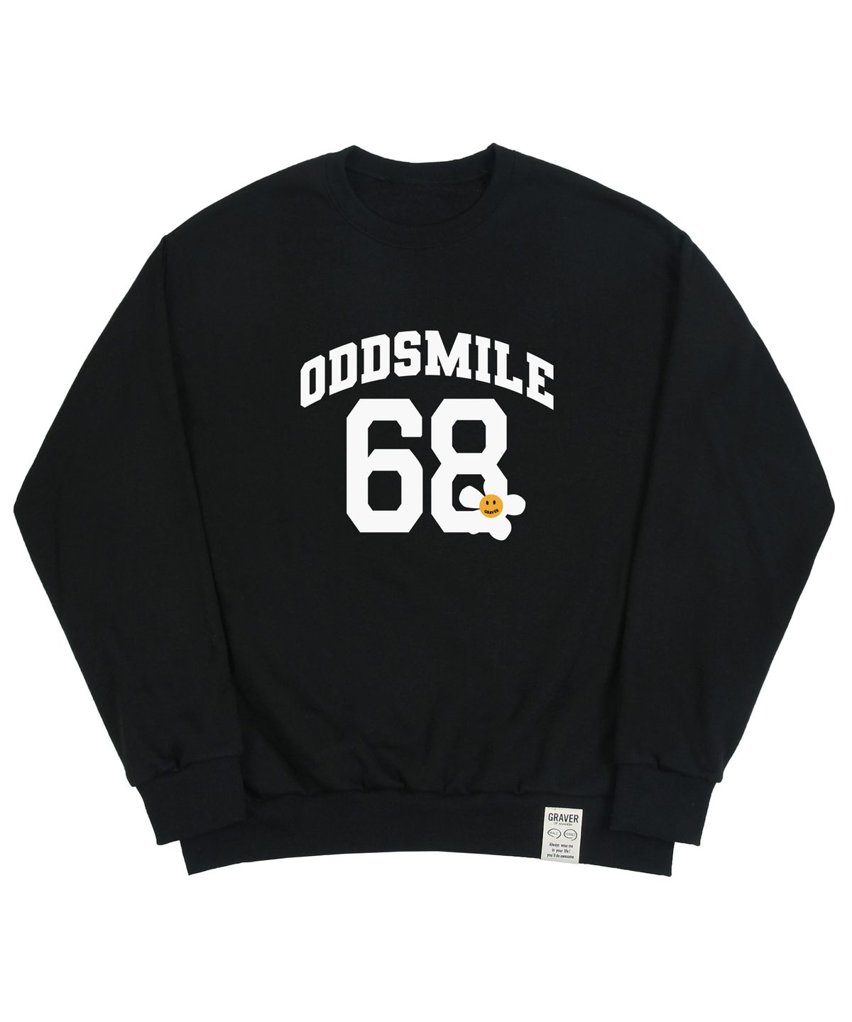 그레이버(GRAVER) [UNISEX]ODDSMILE 68 플라워스마일 맨투맨_블랙