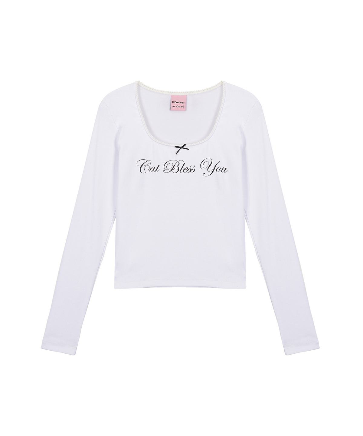 잇자바이브(ITZAVIBE) CAT BLESS RIBBON LONG SLEEVE - WHITE