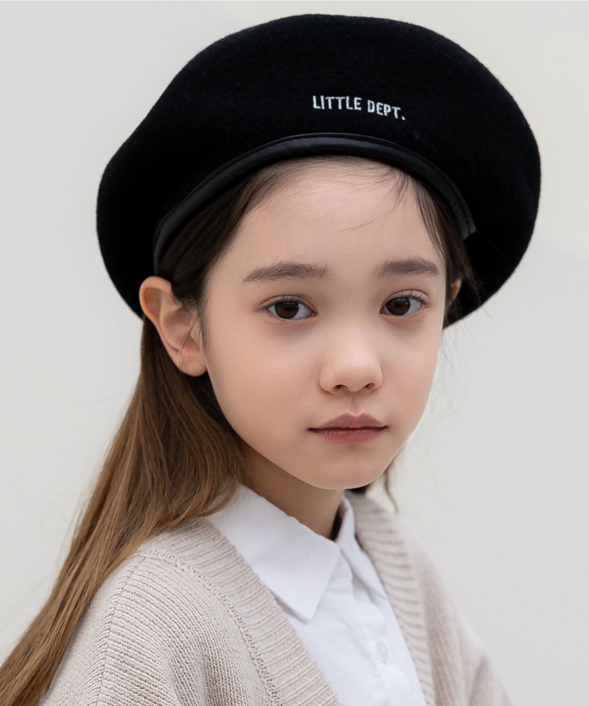 리틀뎁(LITTLE DEPT) 심플 로고 베레모 Black