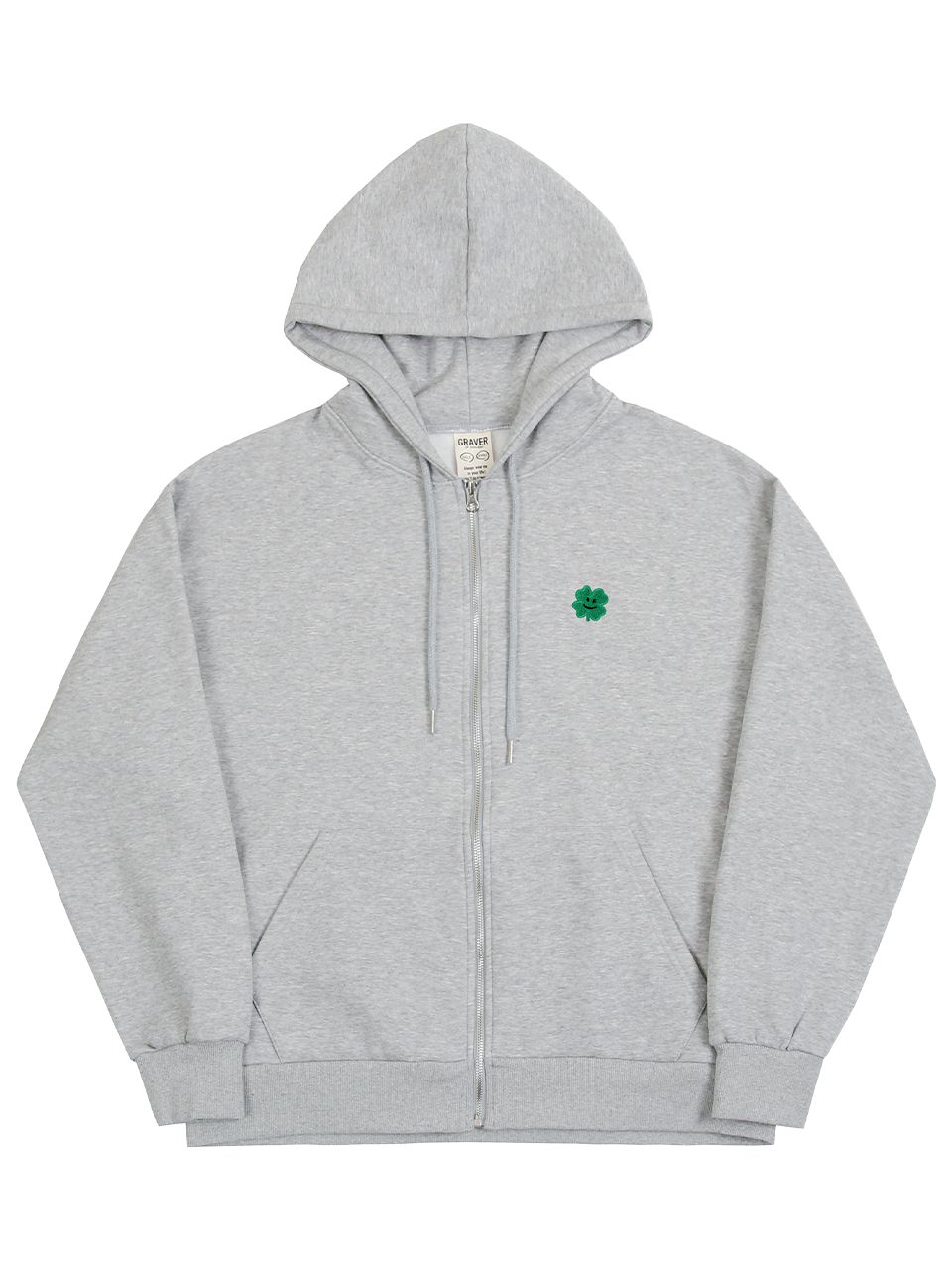 MUSINSA | GRAVER [UNISEX]Clover smile embroidery hooded zip