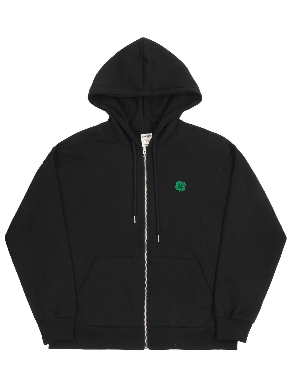 MUSINSA | GRAVER [UNISEX] Clover smile embroidery hoodie zip