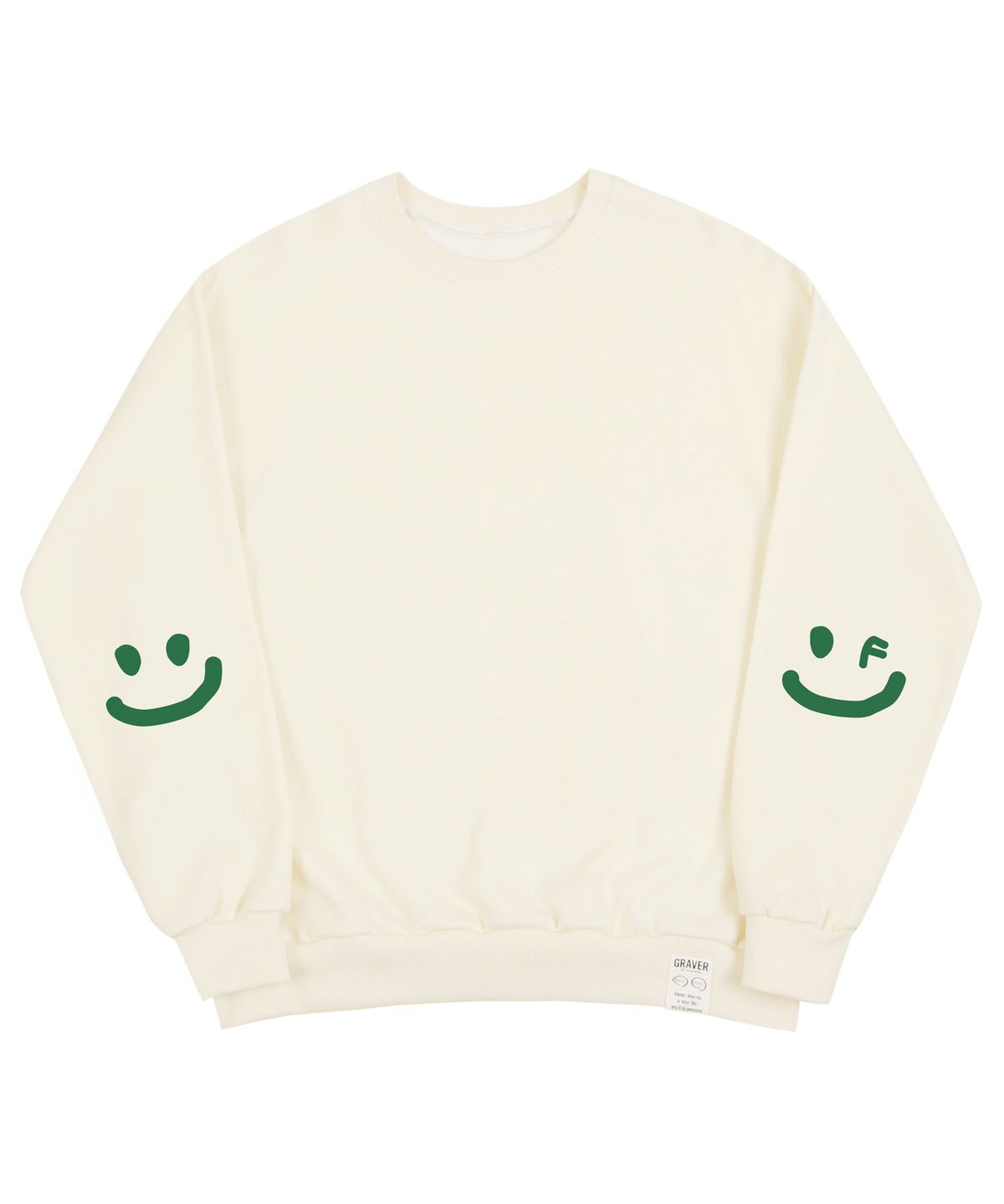 그레이버(GRAVER) [UNISEX]엘보우 스마일드로잉 맨투맨_크림/그린 로고