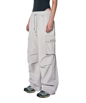 파라슈트 워싱 와이드 코튼 카고팬츠 - LIGHT GRAY