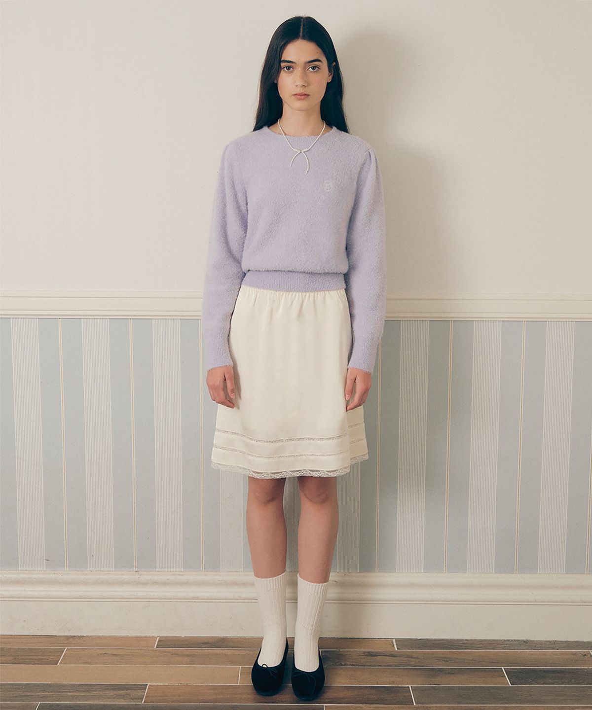 로라로라(ROLAROLA) LACE SLIP SKIRT IVORY