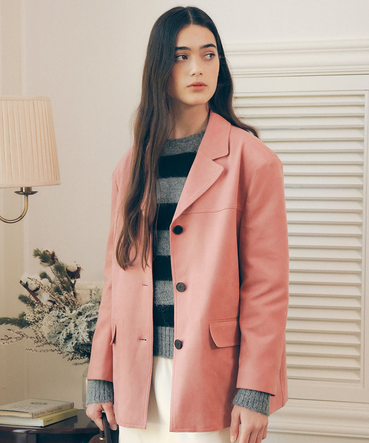 로라로라(ROLAROLA) SUEDE SINGLE JACKET DEEP PINK