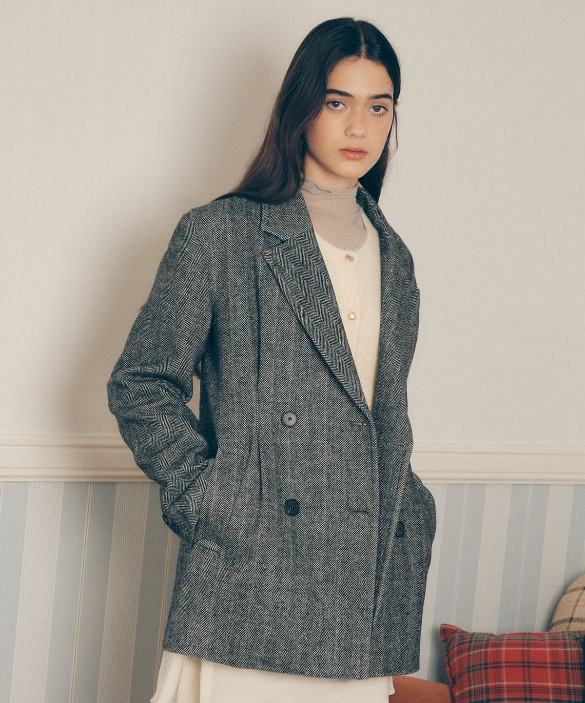 로라로라(ROLAROLA) DOUBLE BUTTON JACKET BLACK