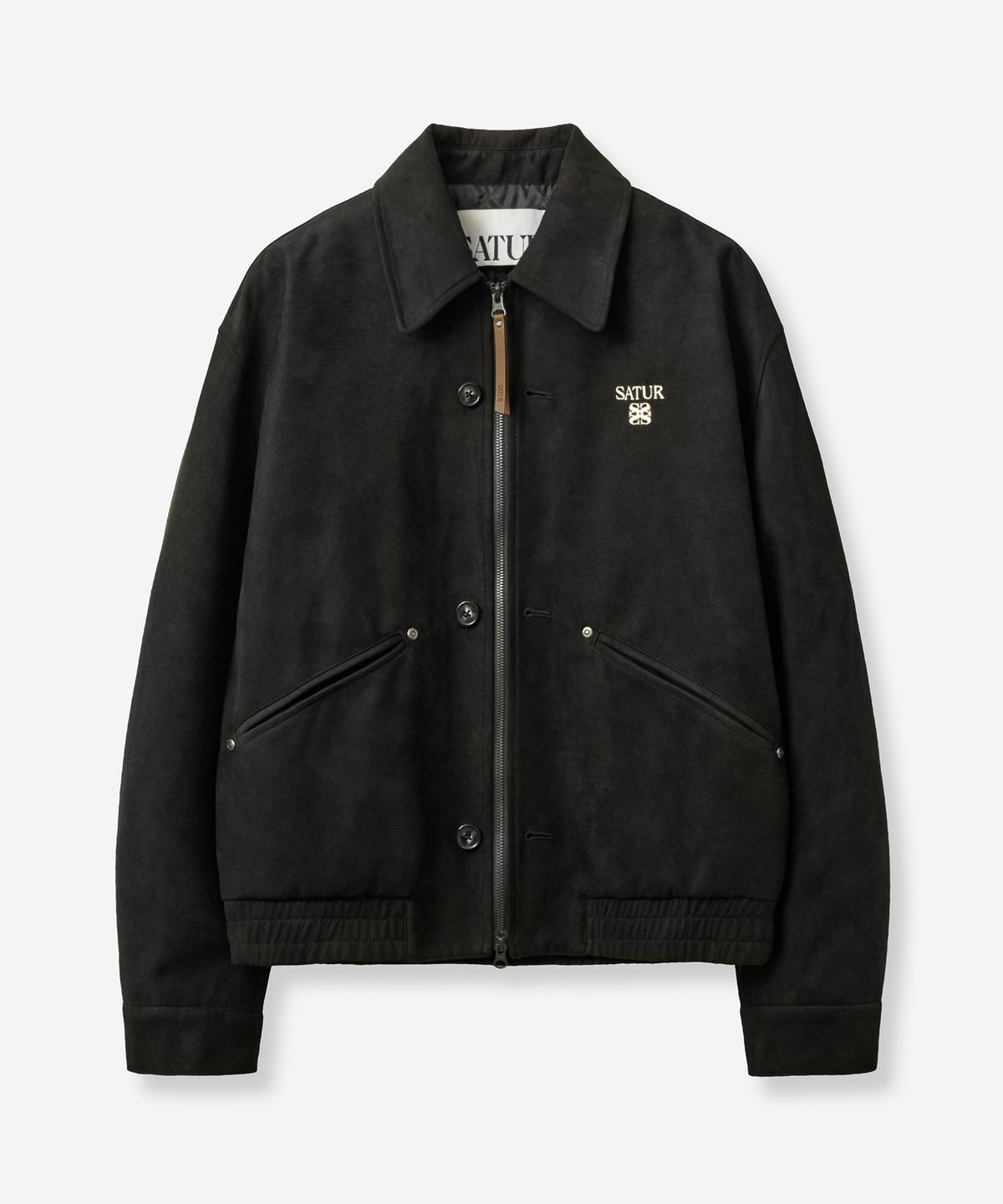 세터(SATUR) 테오 폭스 스웨이드 숏 자켓 블랙