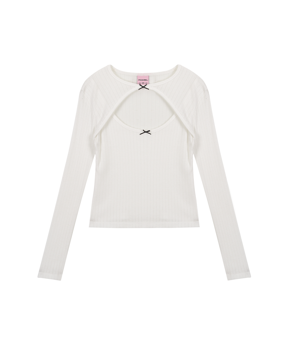 잇자바이브(ITZAVIBE) TWO RIBBON LONG SLEEVE - WHITE