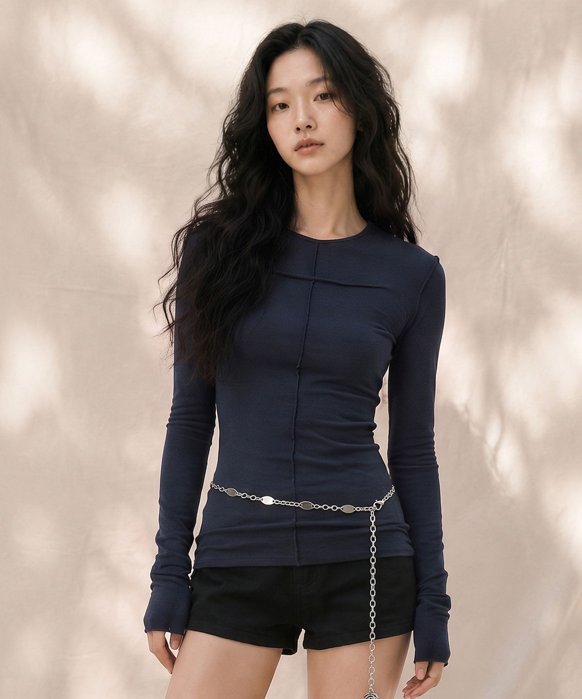 탑걸(TOPGIRL) T-SHAPED PINTUCK LONG SLEEVE TOP_T326TP120