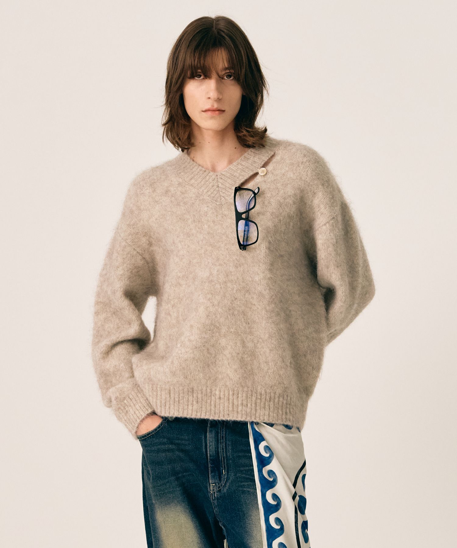 トップス SATUR Two Tone Mohair Pullover Knit トップス SATUR Two Tone Mohair Pullover Knit ☆SATUR☆Essen Two