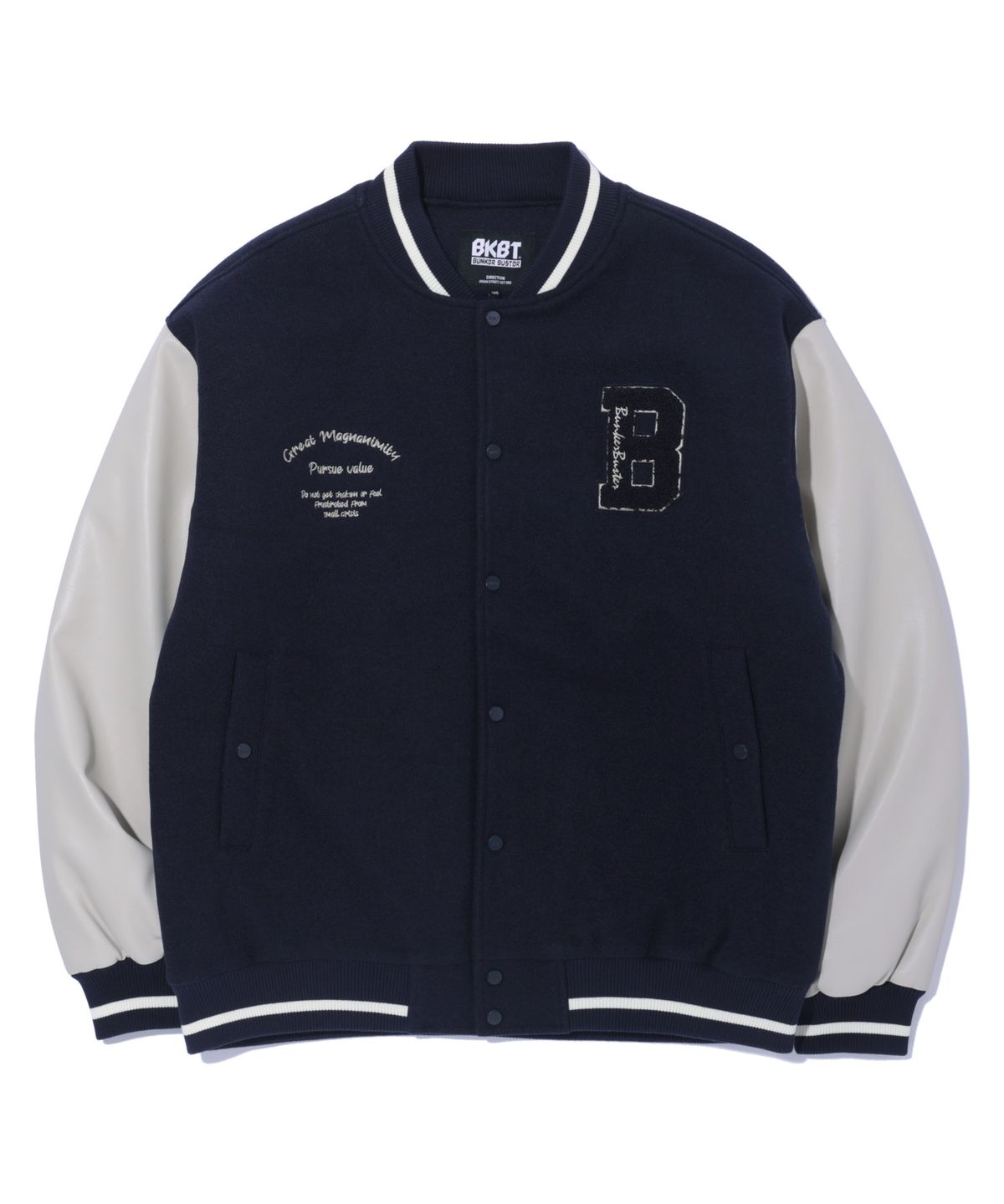 벙커버스터(BUNKERBUSTER) 아치 디렉션 바시티 패딩 점퍼 NAVY (MO1JU009-066)