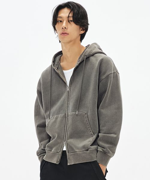 MUSINSA公式 | SOVERMENT 980G ピグメントカットフードパーカー ジップ