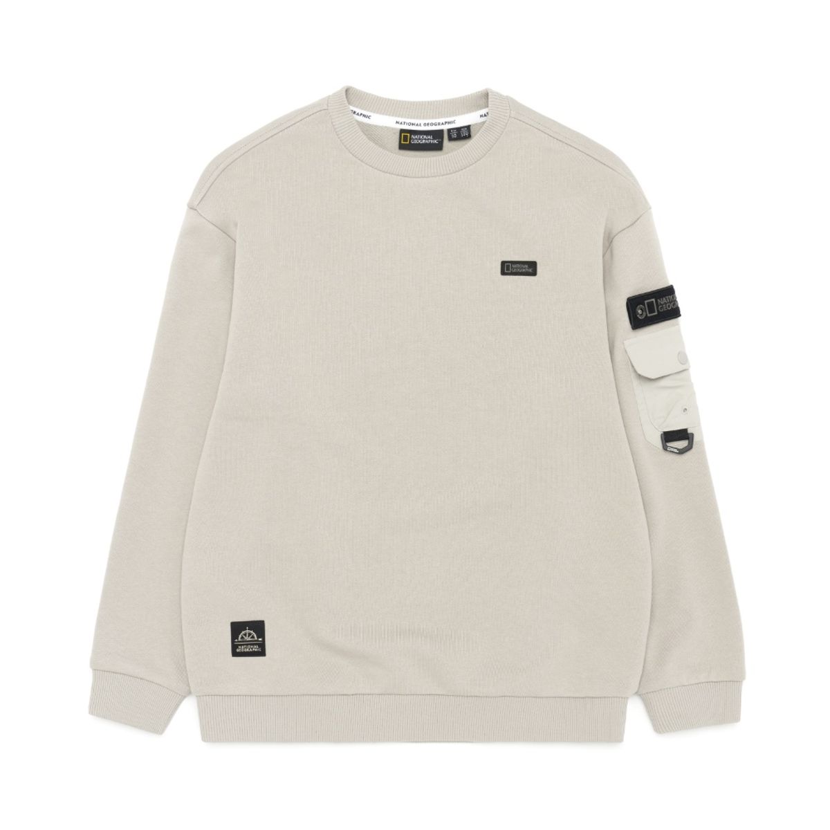 내셔널지오그래픽 키즈(NATIONAL GEOGRAPHIC KIDS) K233USW820 어드벤처 소매포켓 맨투맨 GRAY BEIGE
