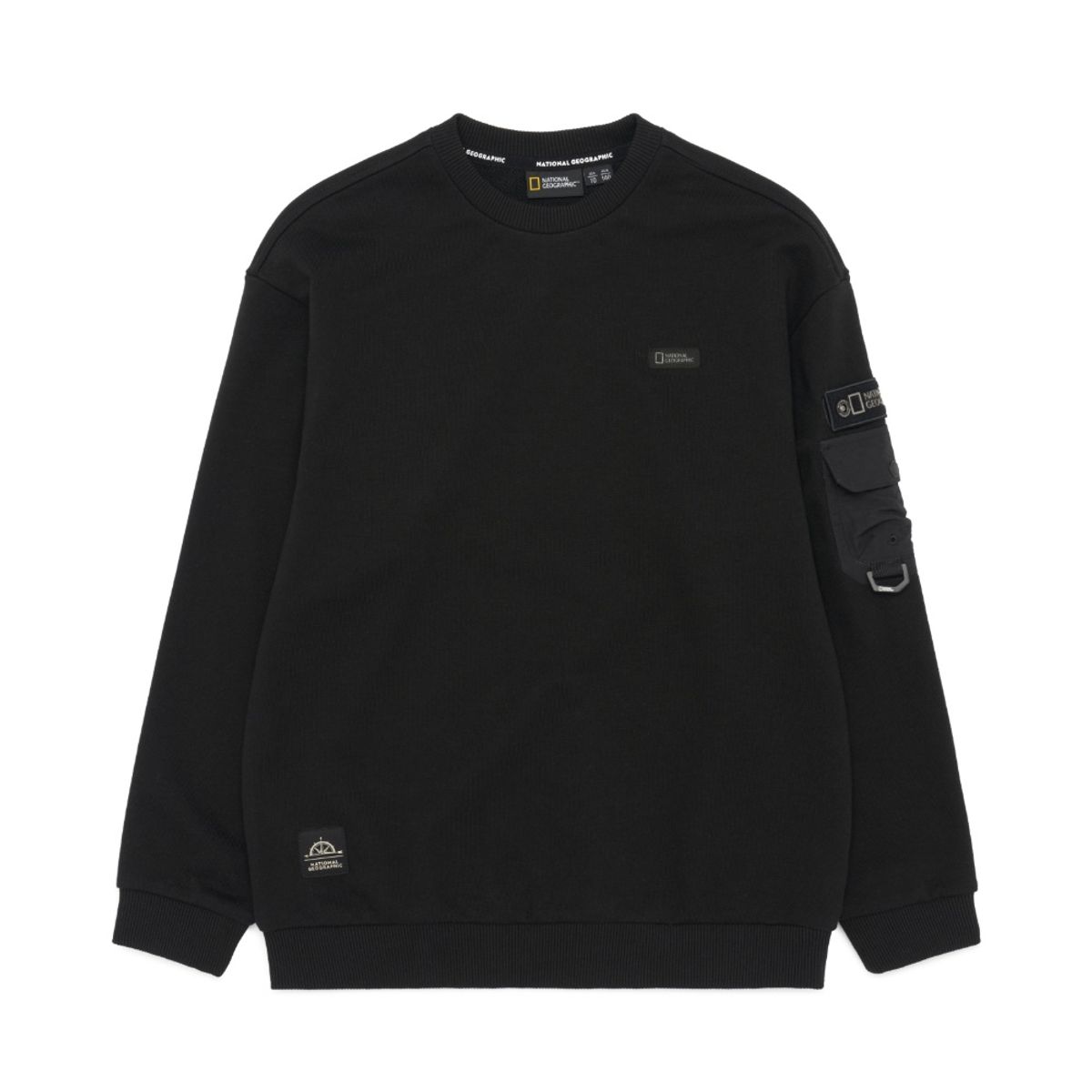 내셔널지오그래픽 키즈(NATIONAL GEOGRAPHIC KIDS) K233USW820 어드벤처 소매포켓 맨투맨 CARBON BLACK