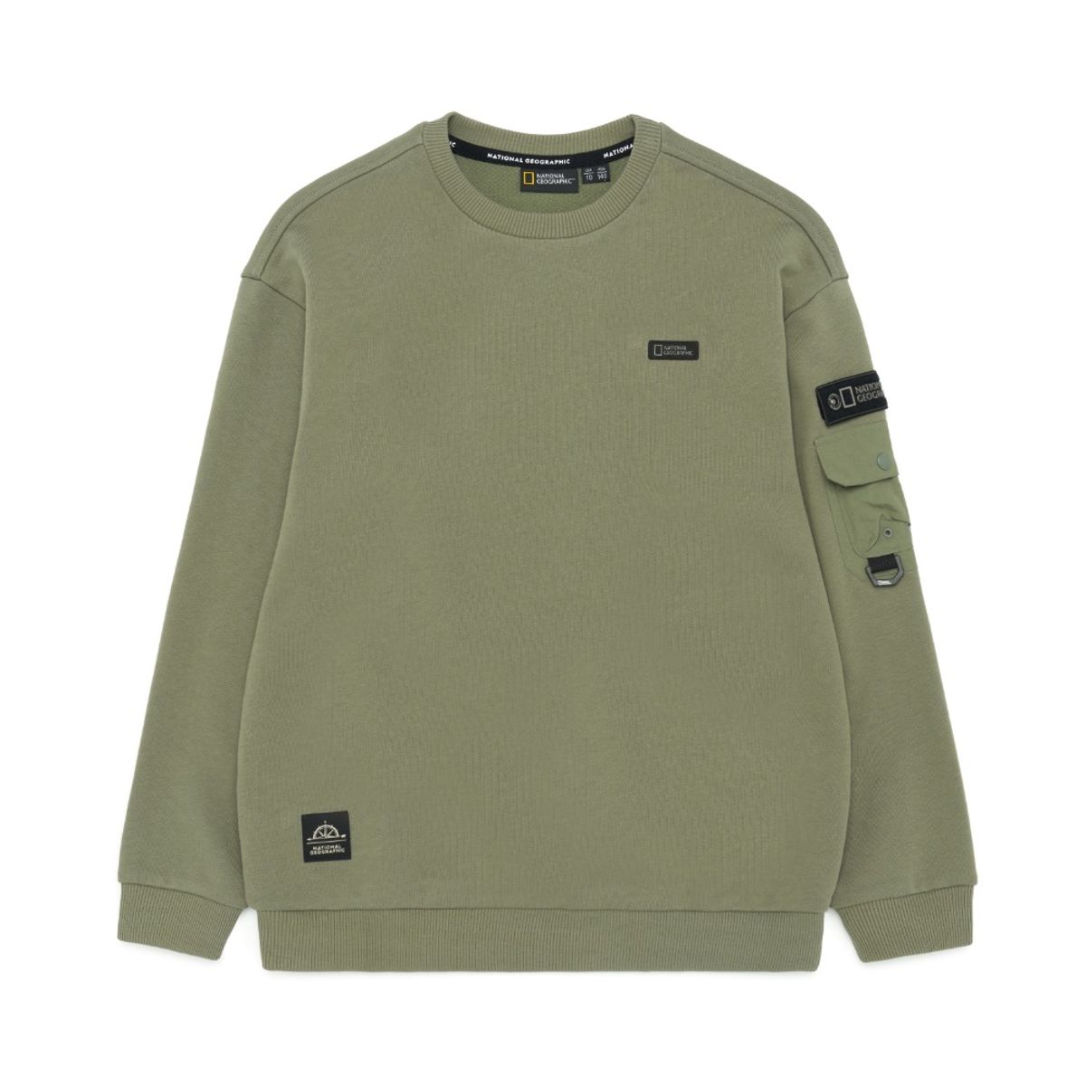 내셔널지오그래픽 키즈(NATIONAL GEOGRAPHIC KIDS) K233USW820 어드벤처 소매포켓 맨투맨 LICHEN KHAKI