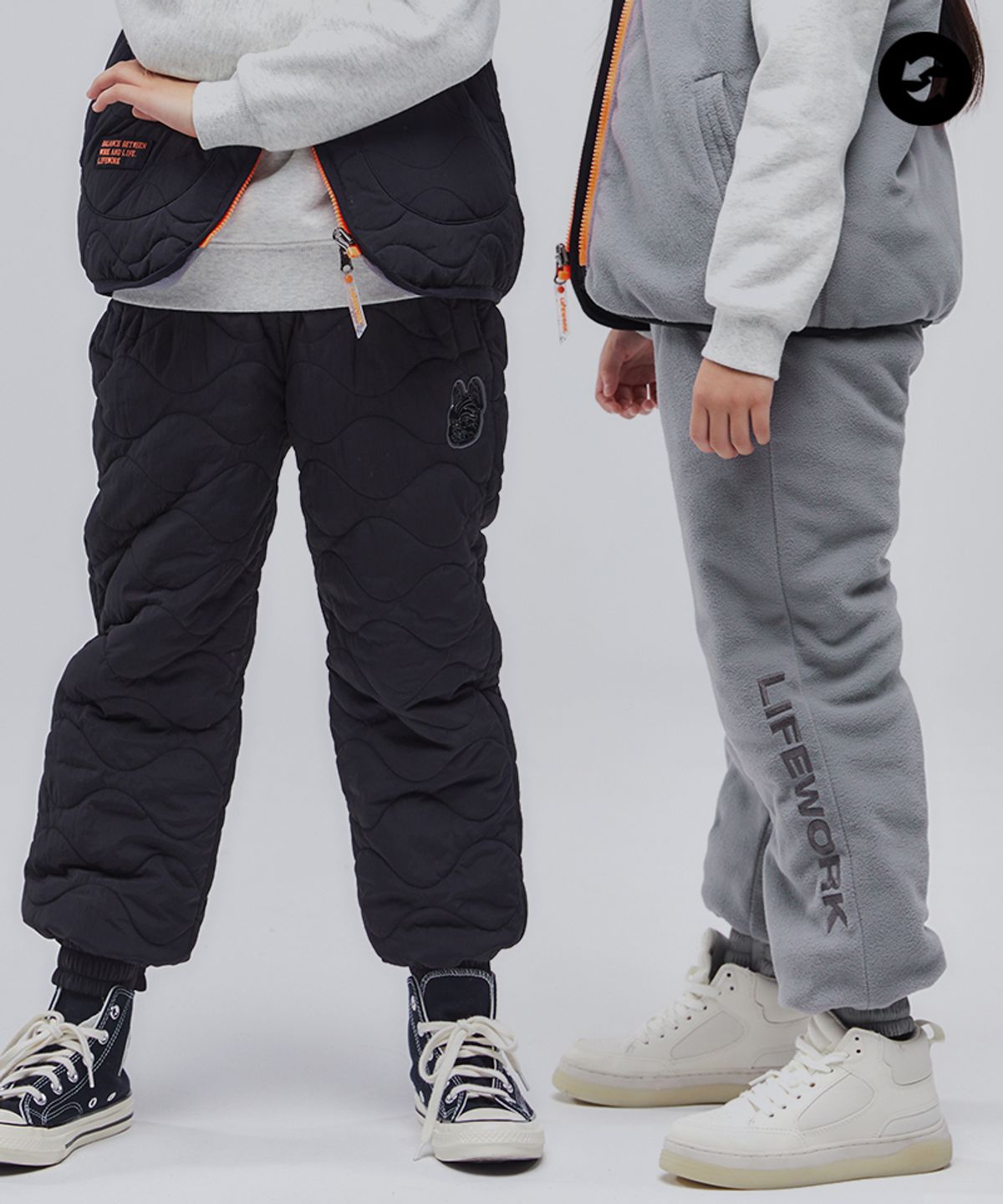 라이프워크 키즈(LIFEWORK KIDS) 키즈) 웨이브 퀼팅 리버시블 조거팬츠