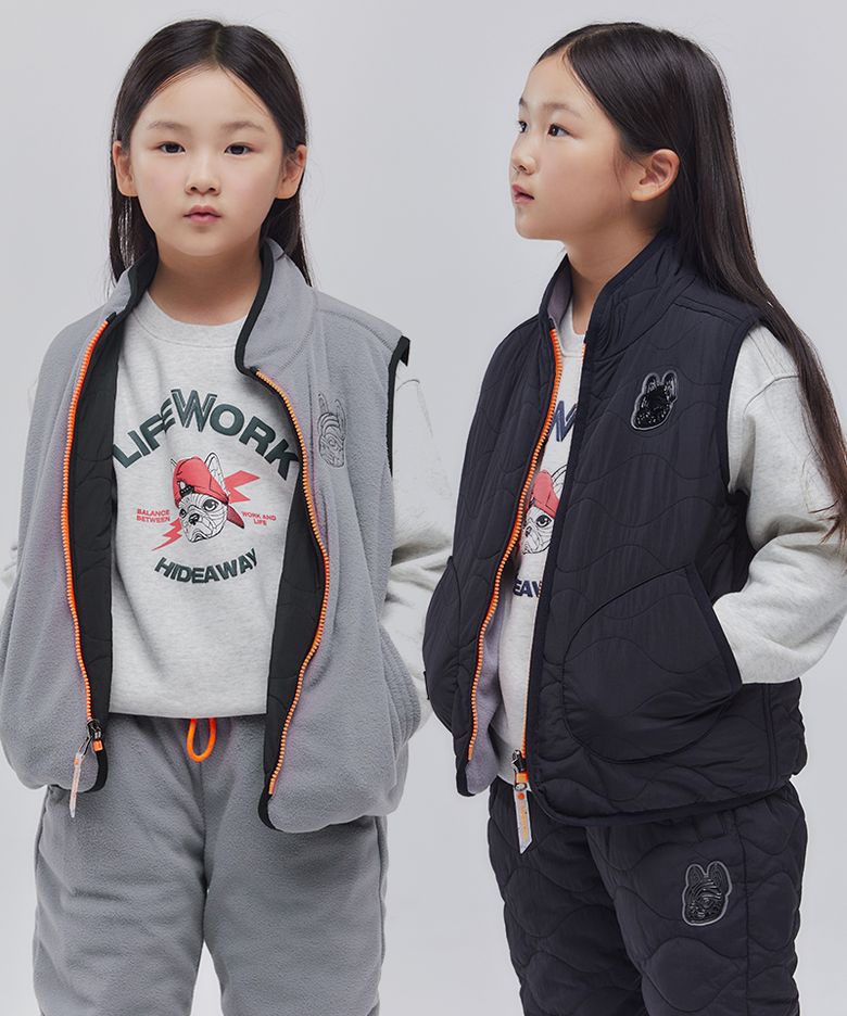 키즈) 웨이브 퀼팅 리버시블 베스트