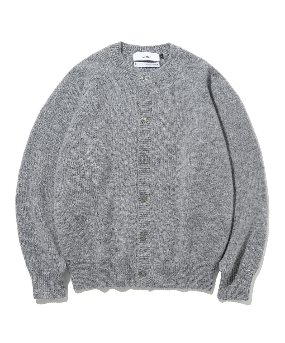 니티드(KNITTED) 쉐기독 울 100 라운드 가디건 GREY