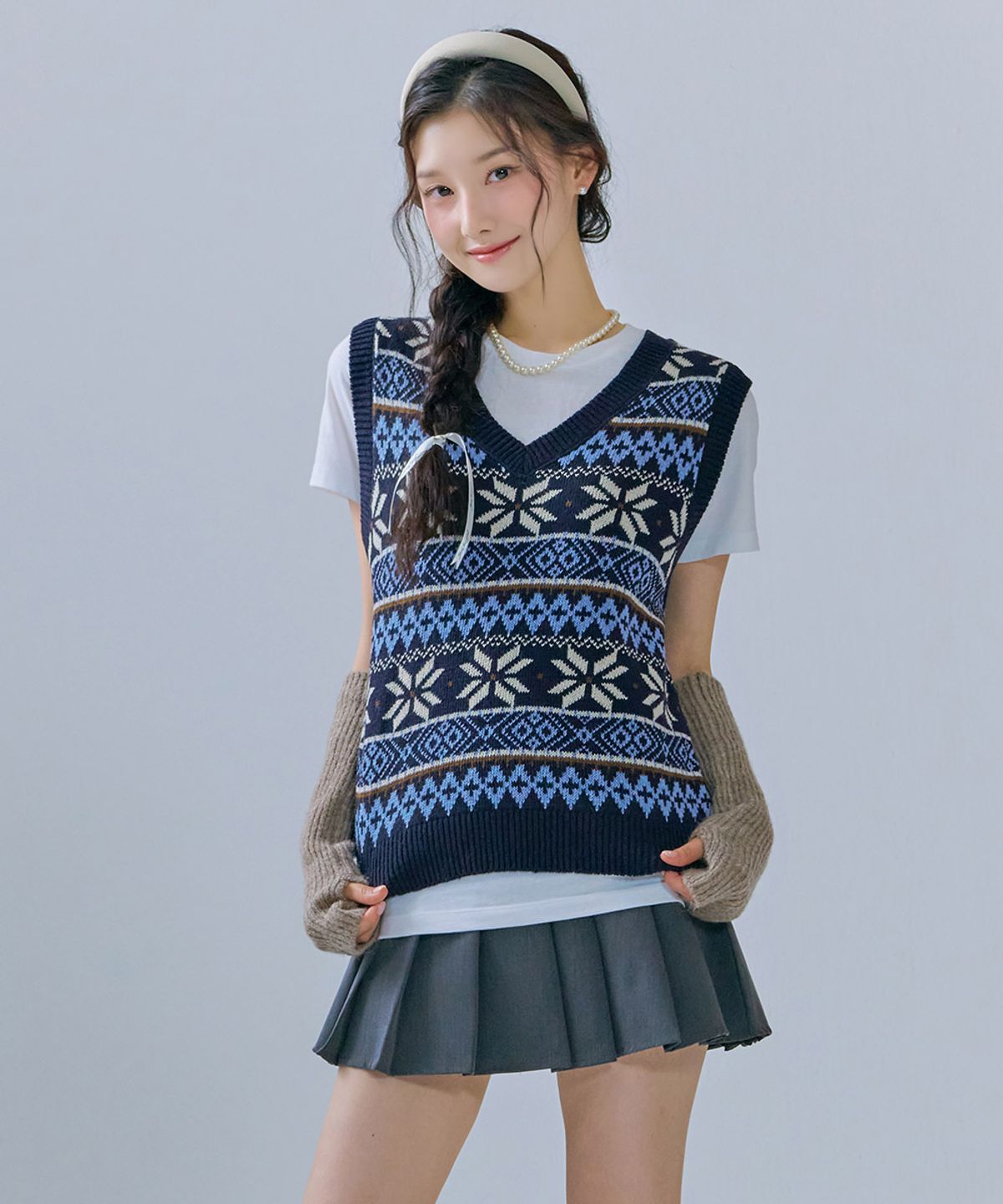 체이스컬트(CHASECULT) 여성 V-NECK 패턴 베스트-CFRG7373C04
