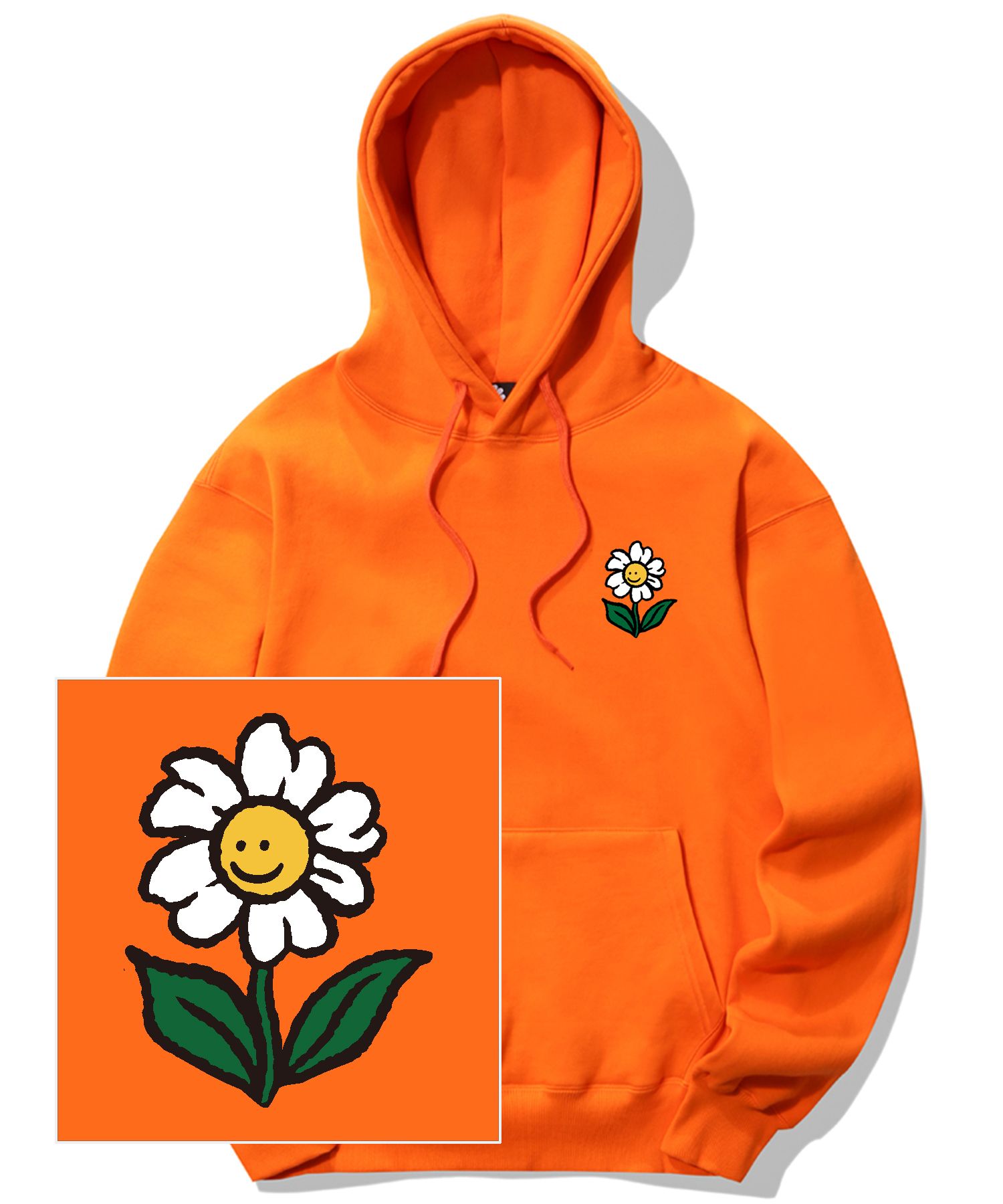 MUSINSA | TRIPSHION SINGLE FLOWER LOGO Hoodie - Orange