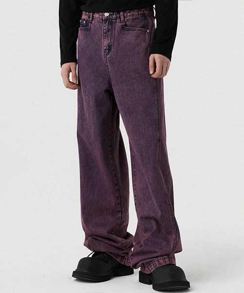 MUSINSA公式 | DNSR Curved Wide Denim Pants Purple