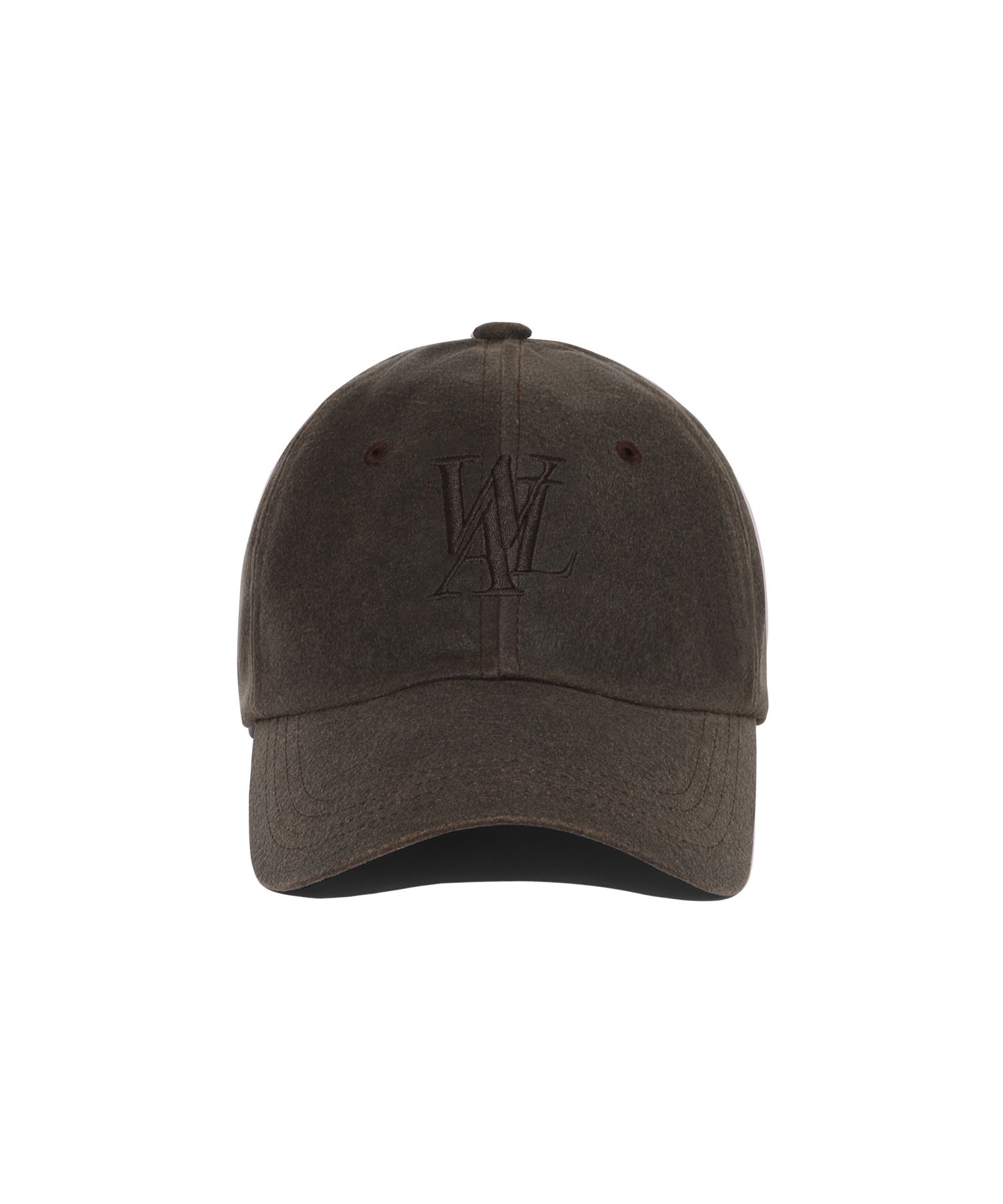 MUSINSA | WOOALONG Signature crack ball cap - DARK BROWN