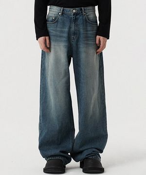 시그니처 와이드 데님 팬츠 블루