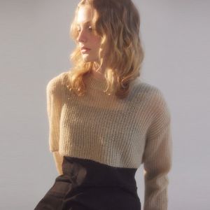 코즈 소프트 크롭 니트 볼레로 - 베이지